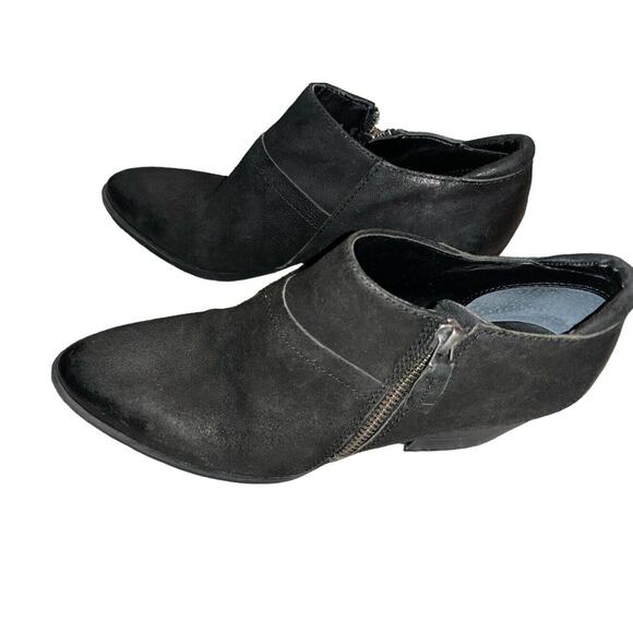 Franco Sarto Greco Womens Size 7M Black Leather Side Zips Heeled Ankle Booties - Picture 2 of 10